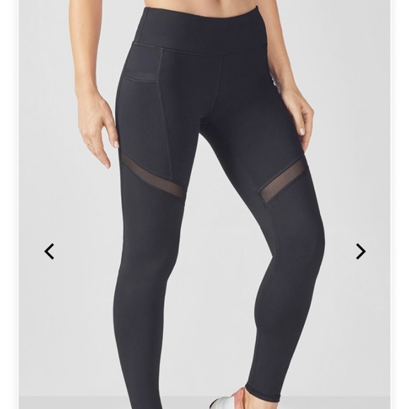 Fabletics | Black Midrise Mesh Powerhold Leggings - Picture 1 of 16